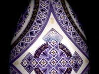Purple Cross Ukrainian Easter Egg Pysanky By So Jeo : Pysanky pysanka ukrainian ukraine easter egg batik art purple goose oak leaves meander stars lavendar white diamonds nets sojeo